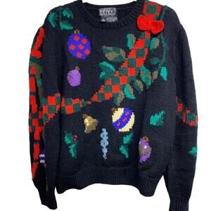 Vintage Berek Hand-Knit‎ 100% Wool 1987 Christmas Sweater -M